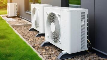 air conditioners outside the house modern air conditioner outdoor photo